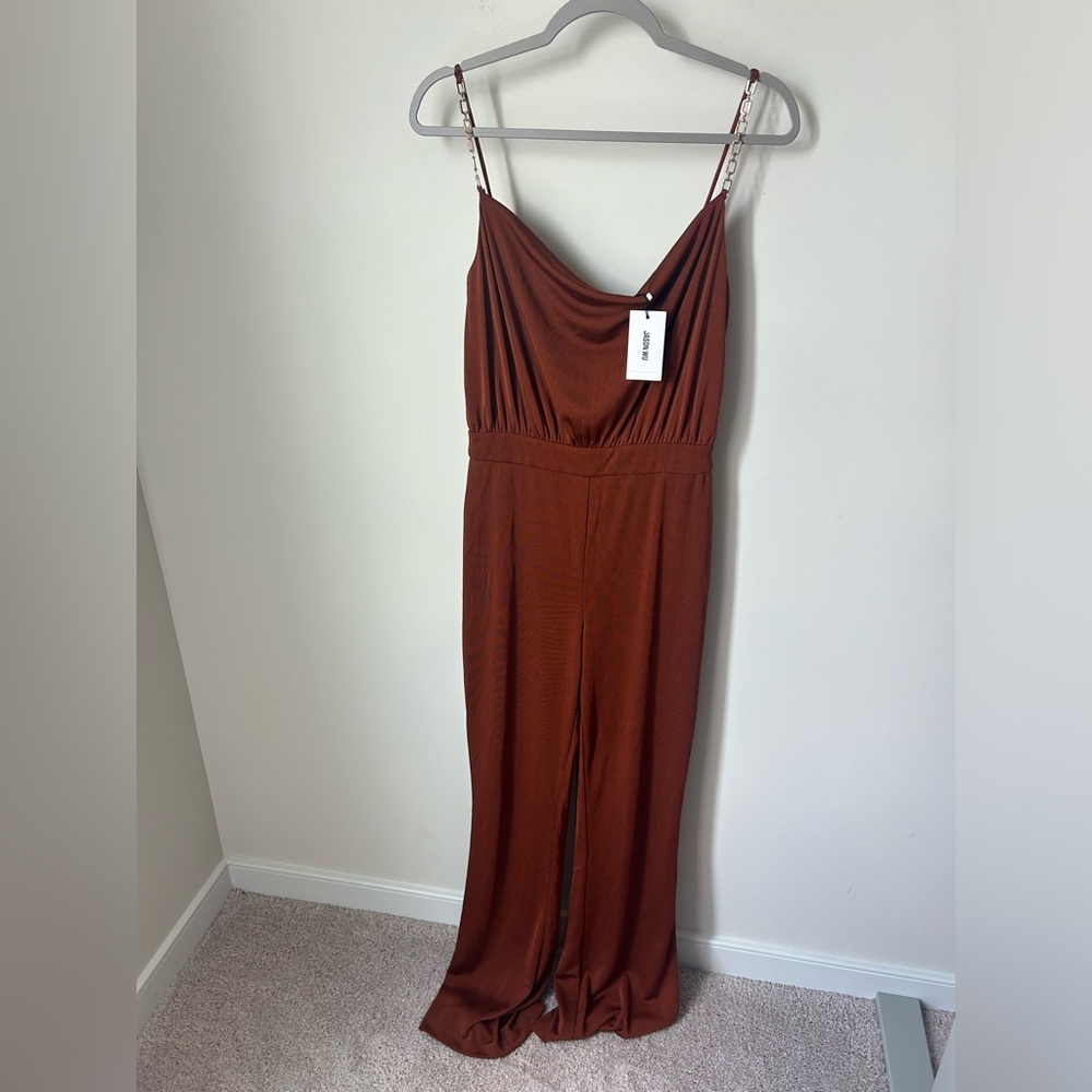 Jason Wu Brown Rhinestone spaghetti Strap Jumpsuit
